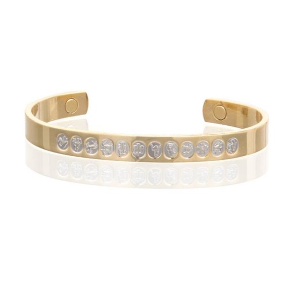 Zodiac Two Tone Magnetic Bracelet Arthritis Pain Therapy Energy Cuff Bangle - Picture 1 of 1